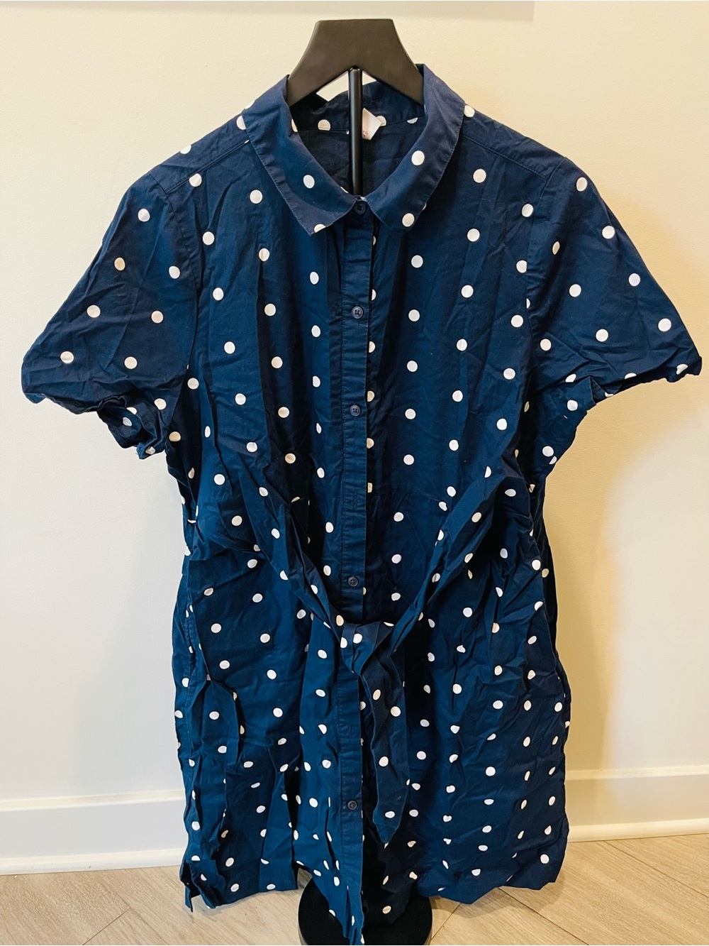 Old Navy Navy Blue Polka Dot Maternity Dress Size Large - Picture 2 of 9